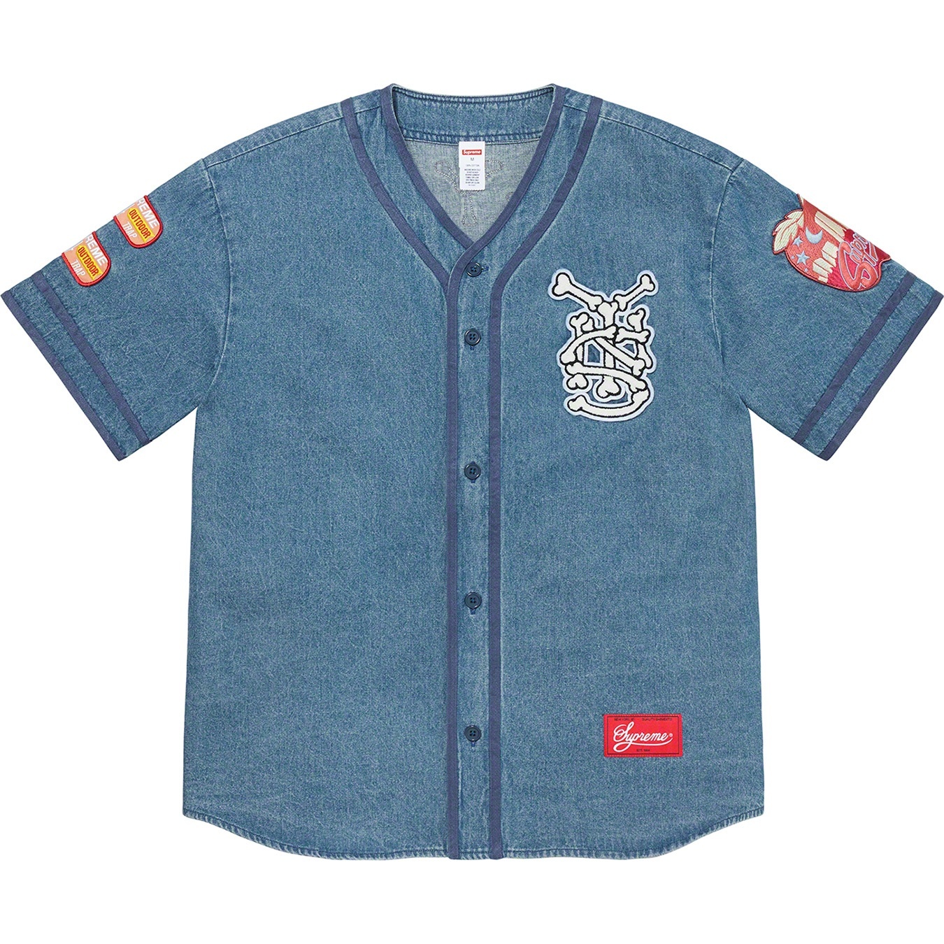 Patches Denim Baseball Jersey view 9
